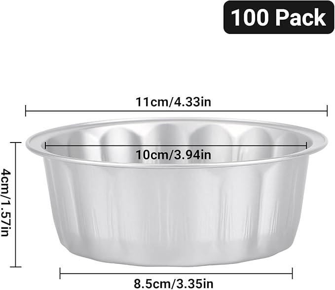 Beasea Aluminum Ramekins 8oz 100 Pack, Disposable Ramekins Foil Cups Baking 3.9" Ramekin Cup