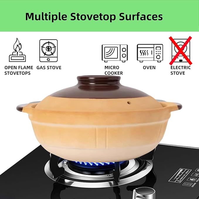 XICHENGSHIDAI Ceramic Casserole Stew Pot with Lid, Chinese Clay Pot Rice, Stockpot Cookware