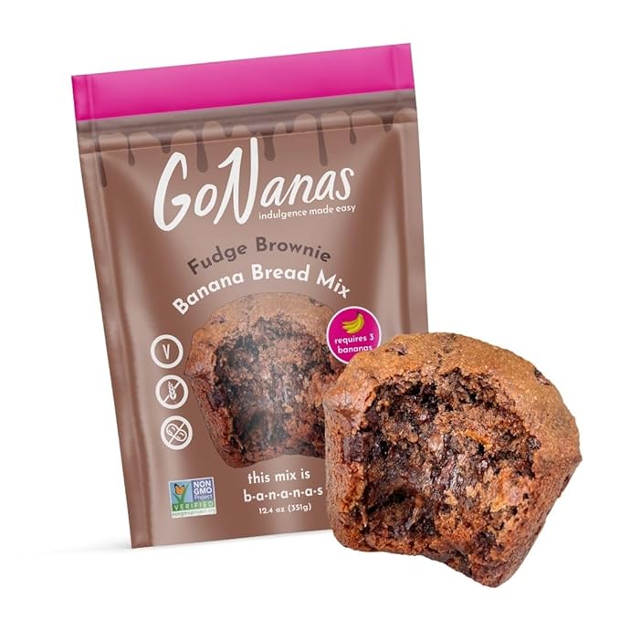 GoNanas Fudge Brownie Oat Flour Banana Bread Mix, Suitable for Plant Based Vegan Diets, Gluten Free