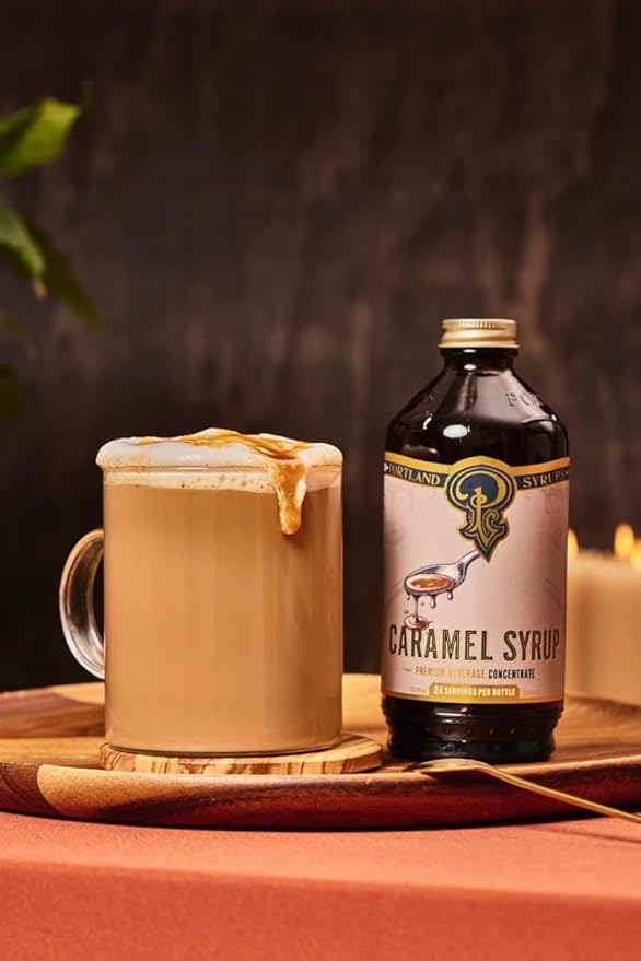 Portland Syrups Caramel Syrup – Flavoring for Coffee, Lattes, Cold Brew, Macchiatos, Cocktails, &