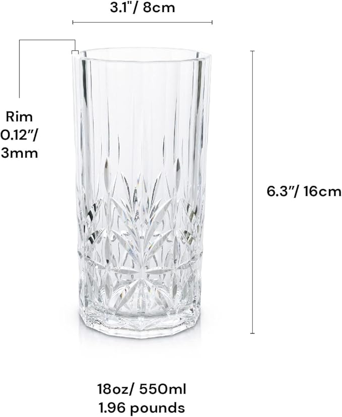 BELLAFORTE Shatterproof Tritan Tall Tumbler, Set of 4, 18oz - Myrtle Beach Drinking Glasses