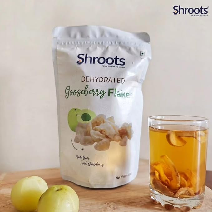 SHROOTS Dehydrated Gooseberry (Amla) Flakes Pure Vegetarian Gluten-Free No Added Sugar Easy Cooking