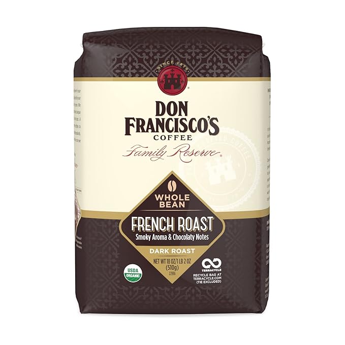 Don Francisco's Organic French Roast Whole Bean Coffee, Dark Roast ??100% Arabica,18 oz Bag
