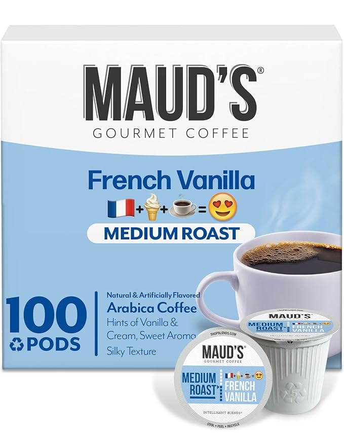 Maud's French Vanilla Coffee Pods, 100 ct, Medium Roast Coffee in Recyclable Single Serve Pods