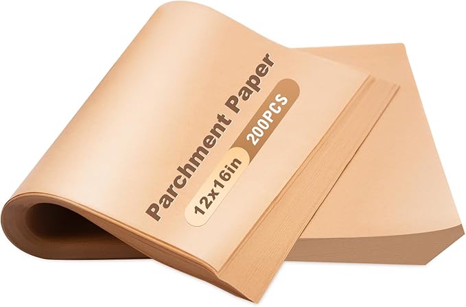 200 PCS Unbleached Parchment Paper 12x16 In ??Precut Baking Sheets for Air Fryer, Oven, and Grill