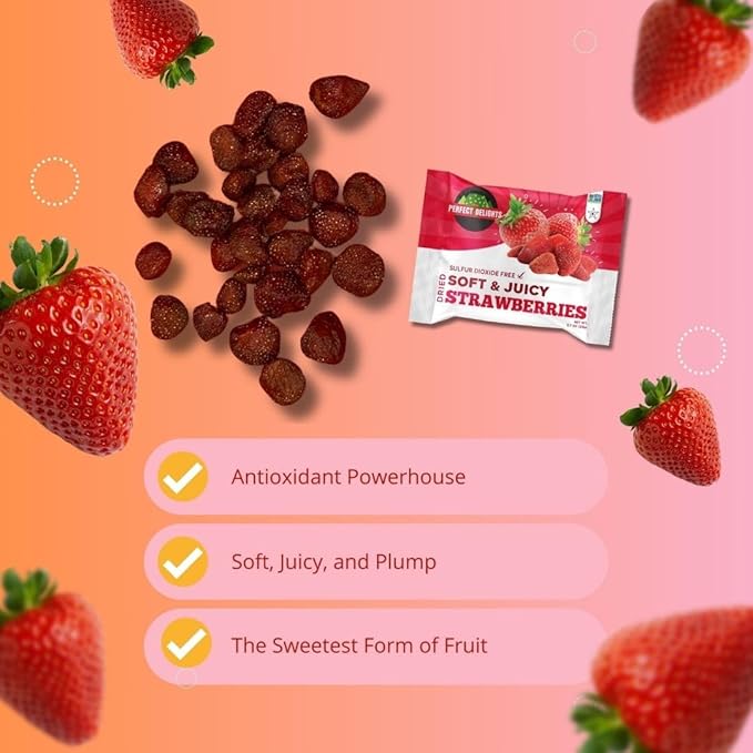 Perfect Delights Snack Pack Strawberries, Sun-Dried Strawberries, On-the-Go Vegan, Healthy Snack