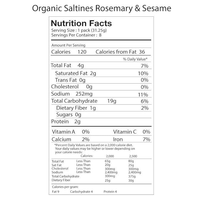 Suzie's Organic Saltines Crackers, Rosemary Sesame, Healthy Gourmet Baked Snack Goodies for Adults