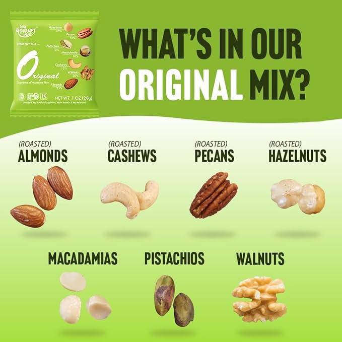 Daily Gourmet Nuts - Unsalted Mixed Nuts Snack Packs/Individually Wrapped Snacks/Nut Snacks/No