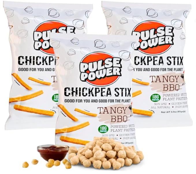 Pulse Power Chickpea Stix - Crunchy Snacks, High Protein, Gluten Free, Non-GMO, Vegan (3 pack, 3