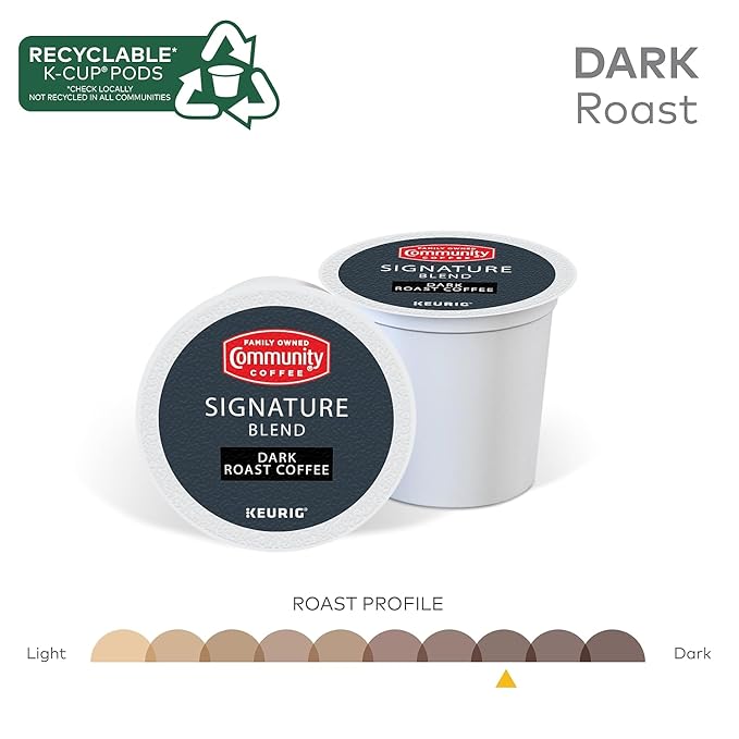 Community Coffee Signature Blend 24 Count Coffee Pods, Dark Roast, Compatible with Keurig 2.0 K-Cup