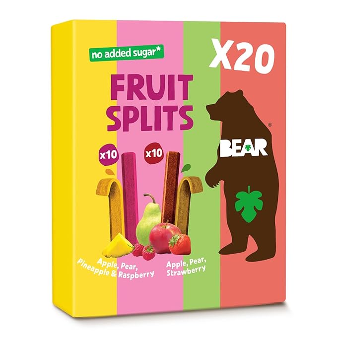BEAR Real Fruit Snack Splits - Gluten Free, Vegan, and Non-GMO - Variety Pack (Apple/Strawberry