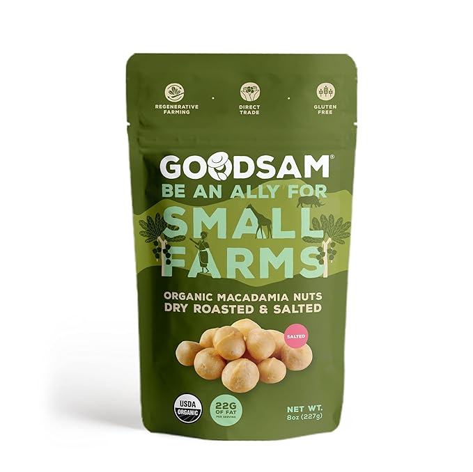 GoodSAM Organic Roasted Macadamia Nuts 0.5 lb, Salted, Gluten Free, Non GMO, Vegan, Keto