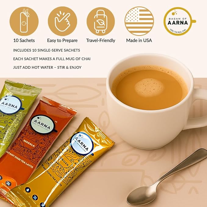 Bagan of Aarna Instant Masala Chai, Tea Powder Mix, Spiced Tea, All Natural Chai Tea, Authentic