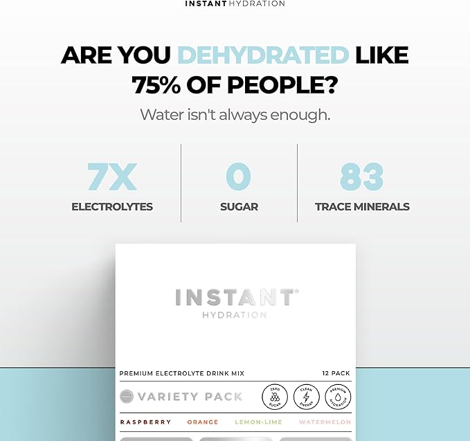 Instant Hydration Electrolytes Powder Packets - Variety Pack - Zero Sugar - Keto, Vegan