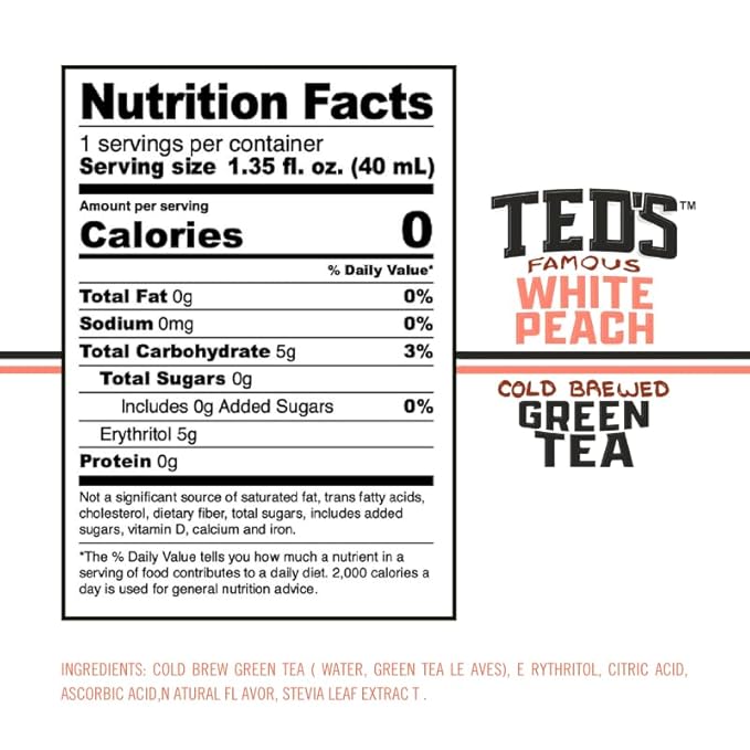 Ted's Tea by Java House - Single Serve Liquid Concentrate Pods - Peel and Pour - White Peach Green