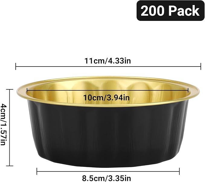 Beasea Disposable Aluminum Ramekins, 8oz 200 Pack Ramekins Foil Cups Baking 3.9" Ramekin Cup
