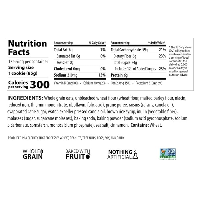 Erin Baker's Breakfast Cookies - Oatmeal Raisin, Whole Grain, Non-GMO, Naturally Sweetened, Healthy