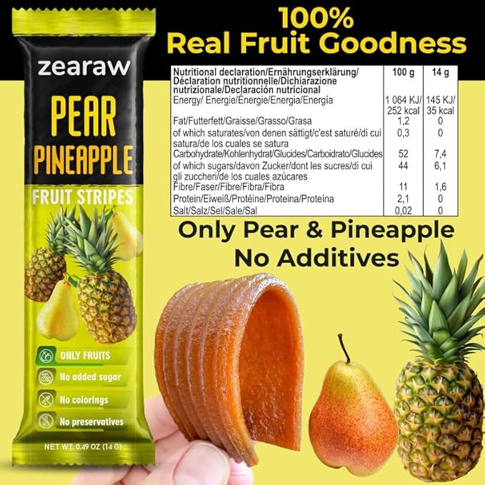 ZEARAW Healthy Fruit Snacks for Adults and Kids ??30 Organic Fruit Leather with Dried Pineapple