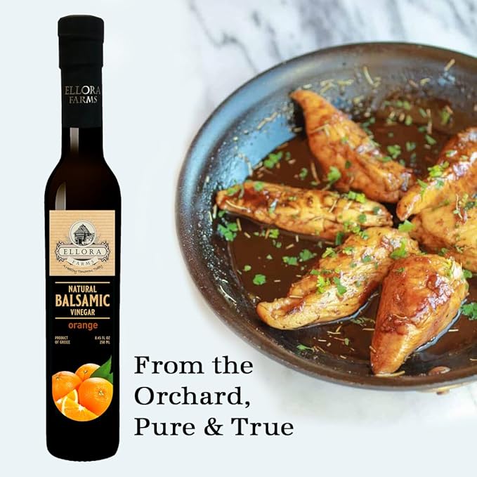 Ellora Farms, Greek Balsamic Vinegar, Orange Infused, Barrel Aged, No-added sugars