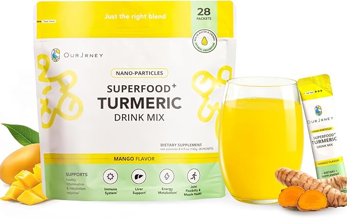 Nano Turmeric Curcumin Drink Powder, Golden Juice for Wellness & Immunity, No Turmeric Taste, Add