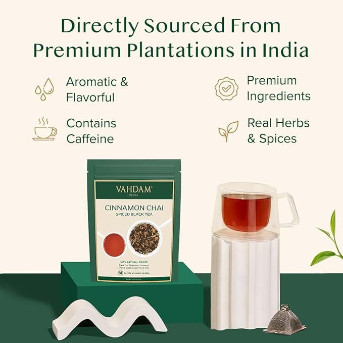 VAHDAM, Cinnamon Masala Chai Tea (50+ Cups,3.53oz) Ancient Cinnamon Tea Recipe | Spiced Chai Tea