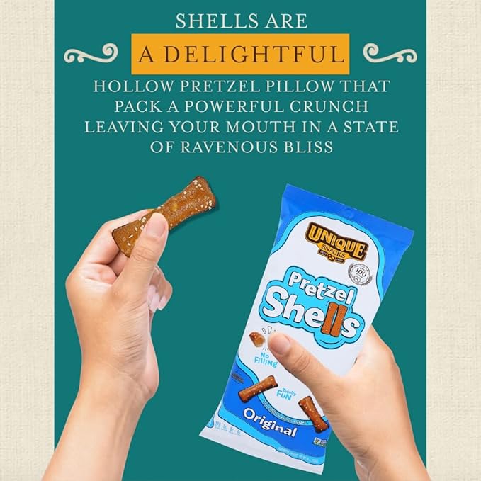 Unique Snacks Original Pretzel Shells Delicious Homestyle Baked Snack Bag Vegan OU Kosher and