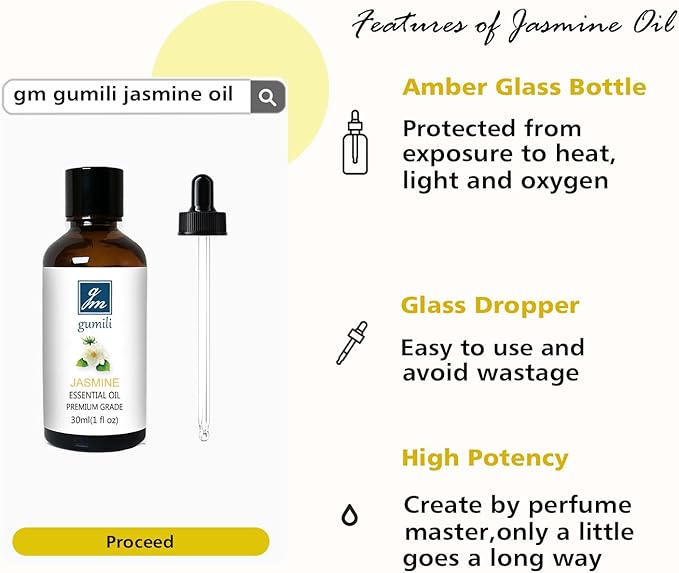 Jasmine Essential Oil, Fragrance Oil Scent Oils for Soap, Dryer Balls, Diffusers, Laundry, Bath
