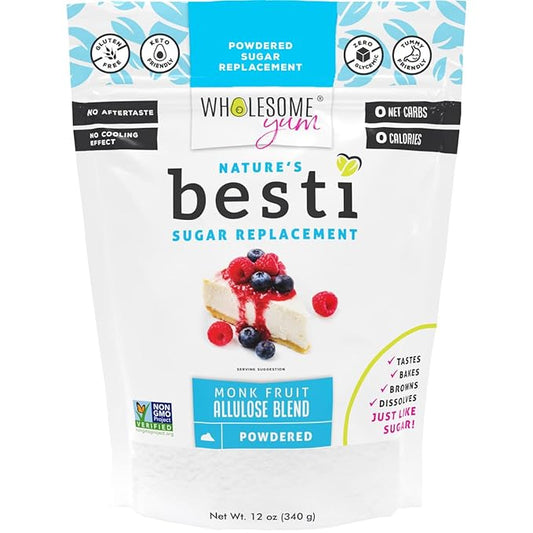 Wholesome Yum Besti Natural Powdered Sugar Substitute - Keto Confectioners Monk Fruit Sweetener