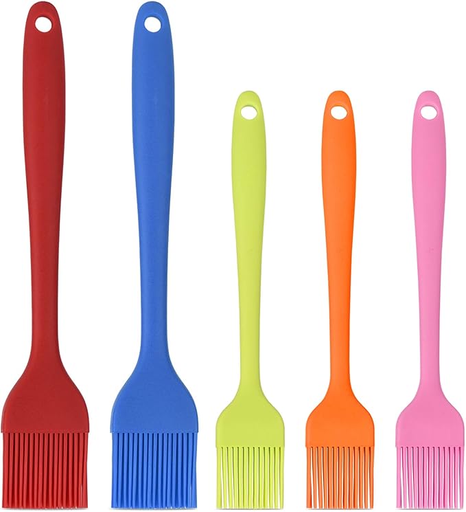 Silicone Basting Pastry Brush Set 5 Pack Heat Resistant Spread Oil Butter Sauce for BBQ Grill