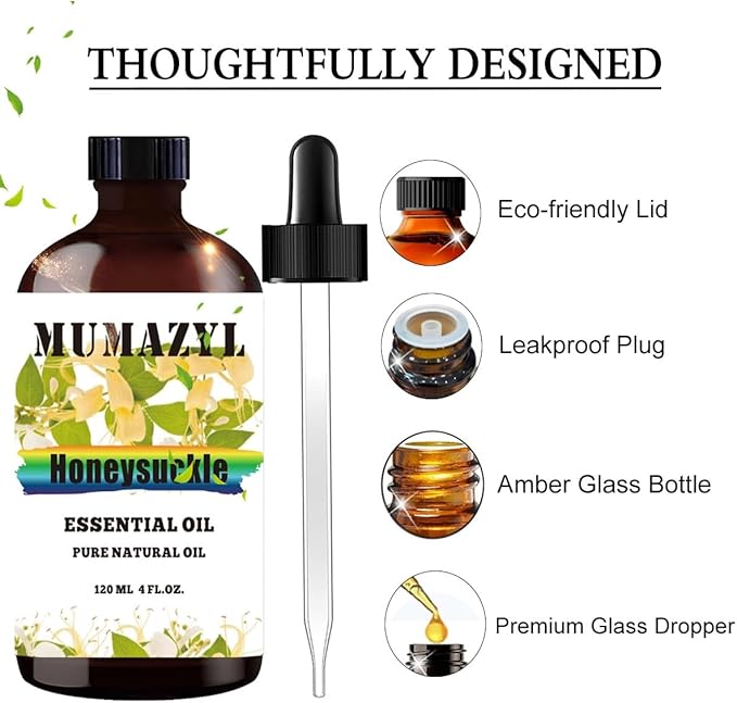 Honeysuckle Essential Oil, Honeysuckle Oil 4 Fl Oz 120ML for Diffuser Humidifier Yoga Cleaning DIY