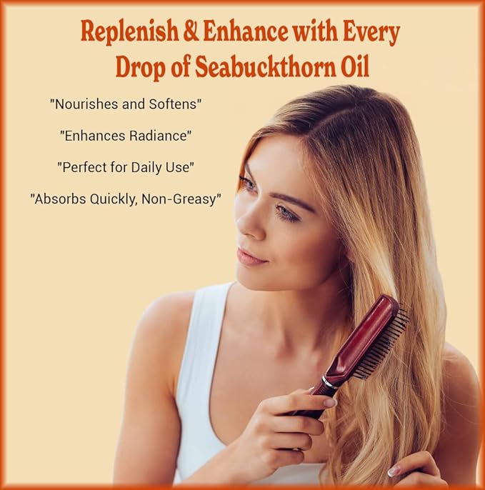 Natural Born Oils Sea Buckthorn Oil, 8oz, Organic, Cold-Pressed, Rich in Fatty Acids, Ideal for