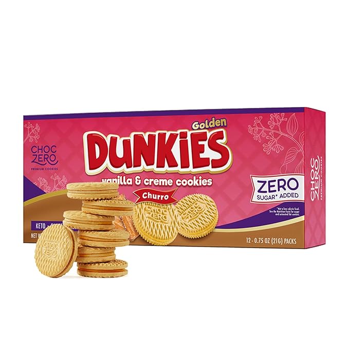 ChocZero Churro Dunkies ??Sugar Free Cinnamon Vanilla Sandwich Cookies, Keto Friendly, Low Net
