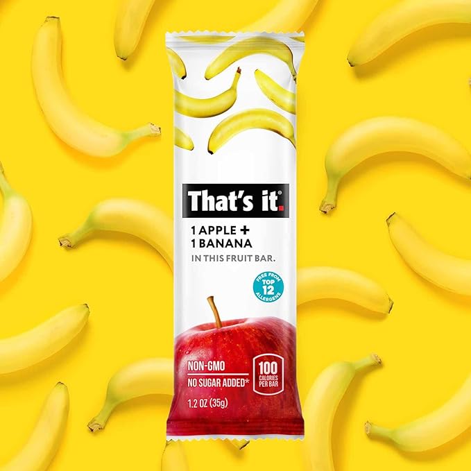 That's it Apple + Banana 100% Natural Real Fruit Bar, Best High Fiber Vegan, Gluten Free Healthy