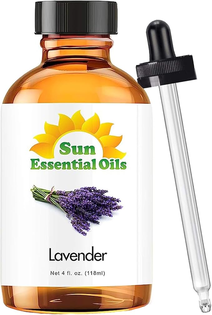 Sun Essential Oil - Lavender Essential Oil 4 oz (118 ml) with Dropper for Diffuser, Humidifier