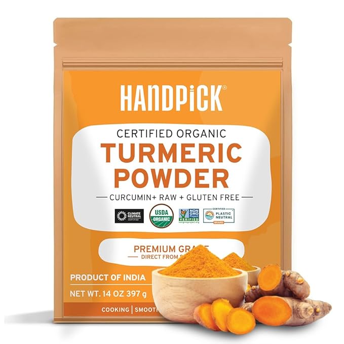 HANDPICK, Organic Turmeric Powder with Curcumin (397g/14oz) Gluten Free | Made from Turmeric Root |