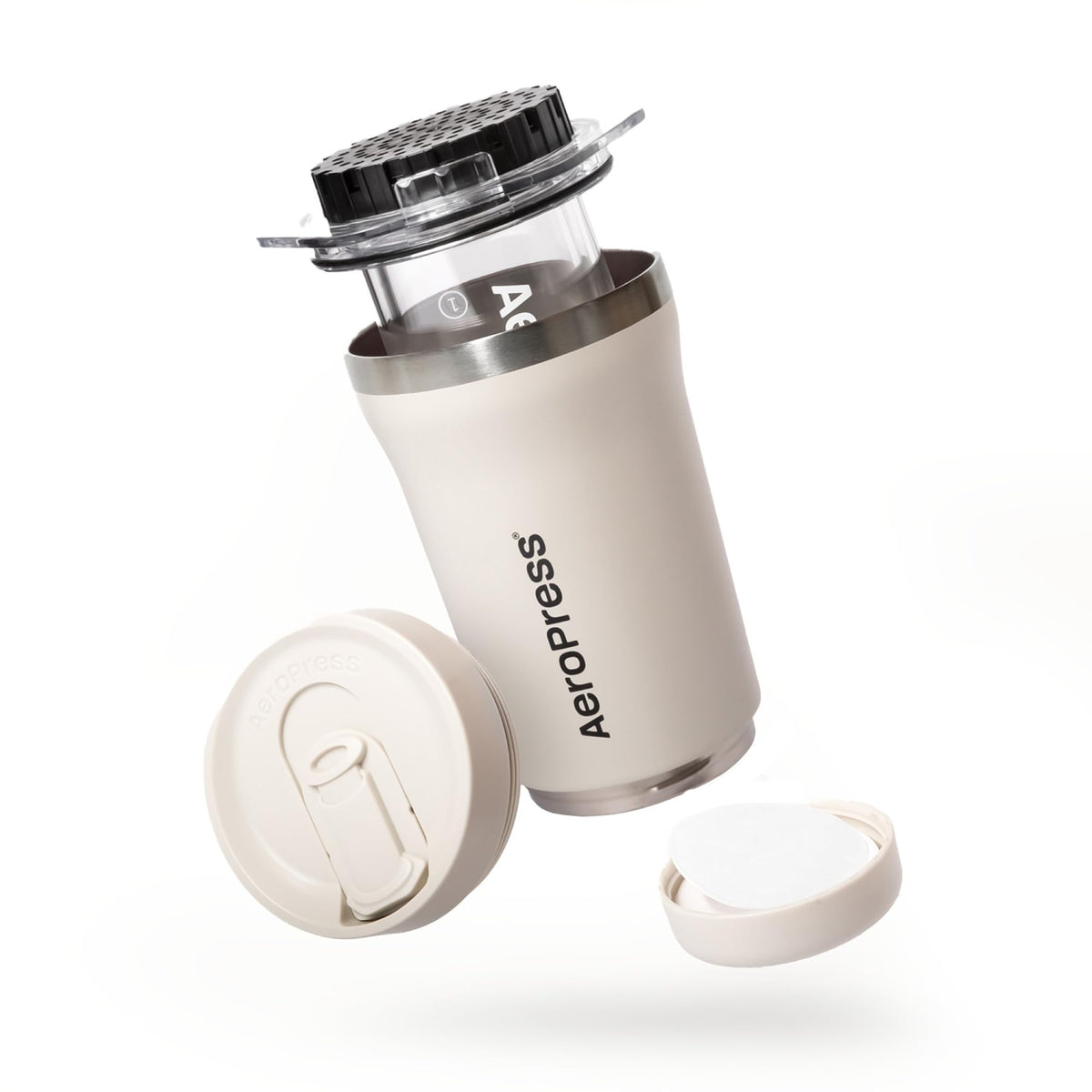AeroPress Go Plus Portable Coffee Maker Kit, Cream