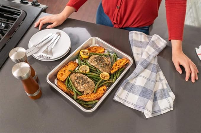 Old Tjikko Quarter Sheet Pan 16.2'' x 12.6'', 304 Stainless Steel Cookie Sheet Tray, Nonstick