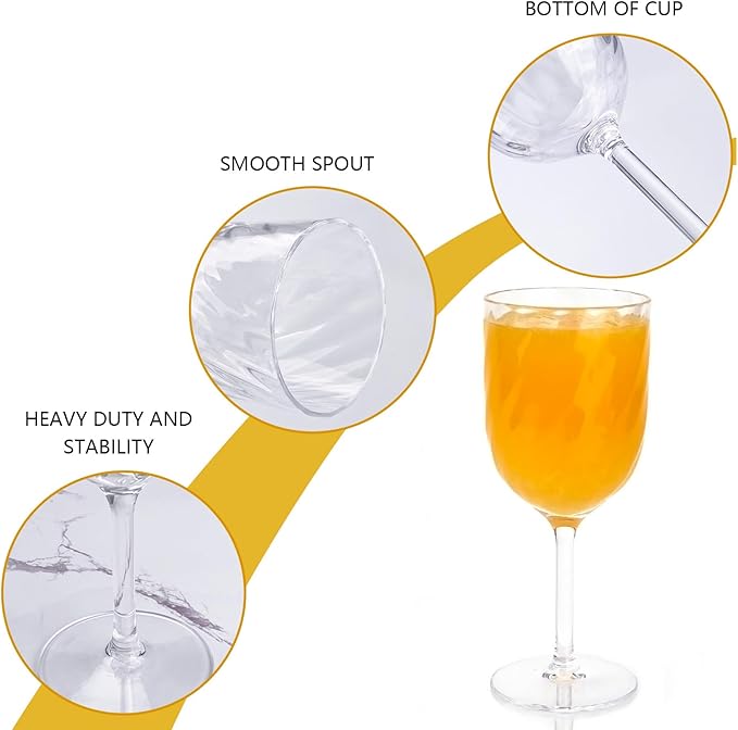 Yalin Set of 6 Unbreakable 12 oz Acrylic Plastic Wine and Water Tumbler Stackable Goblets. (Clear