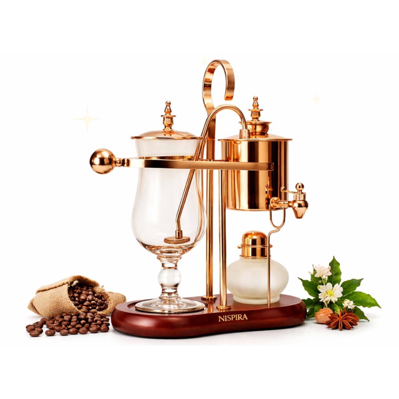 Nispira Belgium Royal Family Balance Syphon Unique Gravity Vintage Coffee Maker Vacuum Brewing