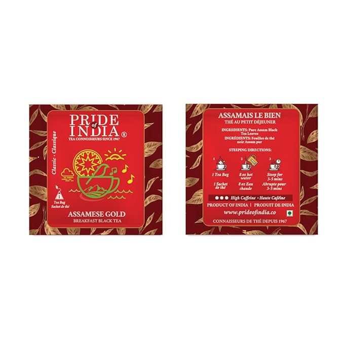 Pride of India | Assamese Gold English Breakfast Blend | 15 Predium Pyramid Full Leaf Individually