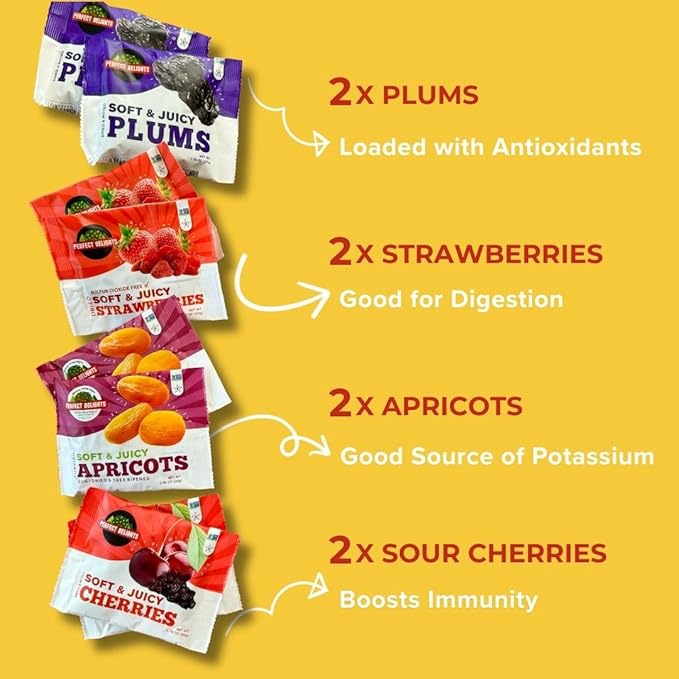 Perfect Delights Multipack Sun-Dried Fruits, Vegan, Healthy Snack Packs, Dried Fruits On-the-Go