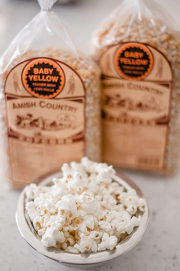 Amish Country Popcorn | 2-2 lb Bags | Baby Yellow Popcorn Kernels | Old Fashioned, Non-GMO and
