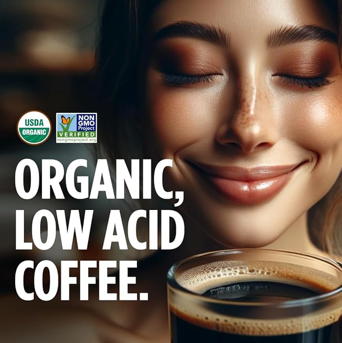 VitaCup Perfect Low Acid Instant Coffee Packets, Dark Roast Coffee, USDA Organic & Fair Trade