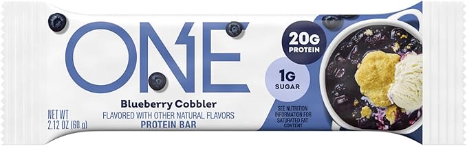 ONE Protein Bars, Blueberry Cobbler, Gluten Free with 20g Protein and 1g Sugar, Pantry Staples