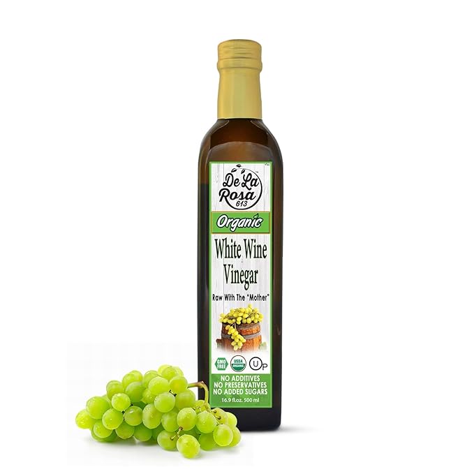 De La Rosa White Wine Vinegar, Raw & Unfiltered, with the “Mother”, Kosher for Passover, Vegan