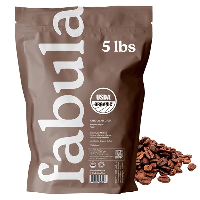 Fabula Coffee Medium Roast Whole Beans - Organic - Low Acid - Single Origin - Non-GMO - Mold Free