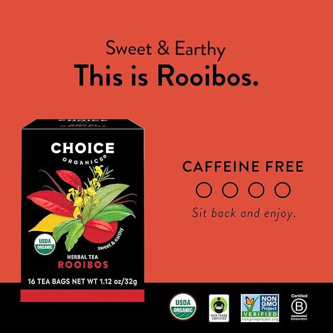 Choice Organic Teas - Herbal Tea Variety Pack Sampler - Includes Rooibos, Grapefruit Honeybush, and