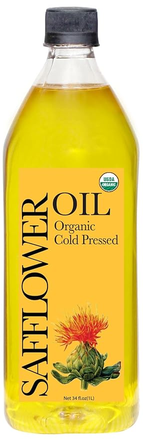 Daana Safflower Oil: Certified USDA Organic, Extra Virgin, Cold Pressed, High Oleic (34 Fl oz)