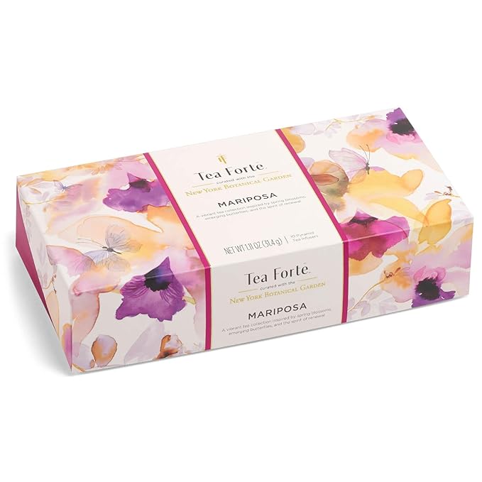 Tea Forte Mariposa Premium Tea Petite Presentation Box Tea Gift Sampler, 10 Count, 1 of Each