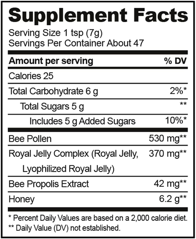Superfood Honey by Beekeeper's Naturals - Bee Pollen, Royal Jelly, Propolis, Honey - Natural